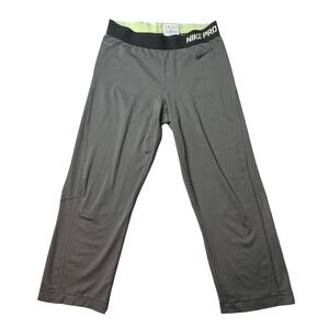 Nike Leggings Womens M Gray Pro Dri-FIT 589376-016 Cropped Mesh Compression Pant